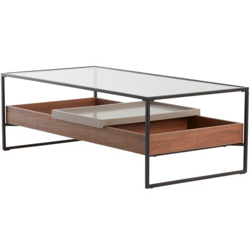 Jotex Stolić za kavu sa staklenom pločom stola u tamnoj prirodnoj boji 60x120 cm Sveg &amp;ndash; Slike