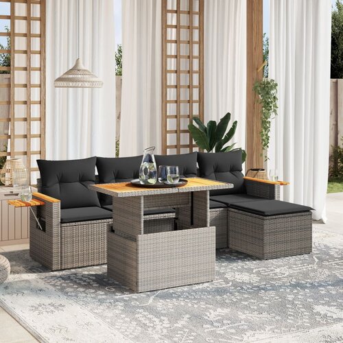 vidaXL 6-dijelni set vrtnih sofa od poliratana s jastucima sivi Cijene