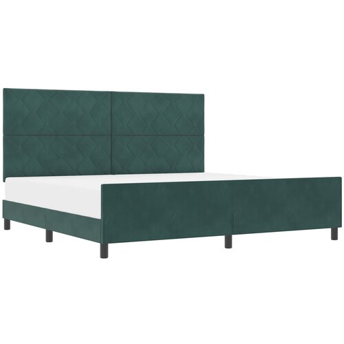 VidaXL Postelja Temno Zelena 200x200 cm Žamet, (22049216) Slike