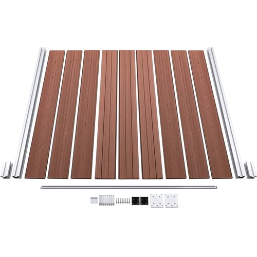  Set WPC ograda 7 kvadratnih + 1 kosa 1311 x 186 cm smeđi Slike