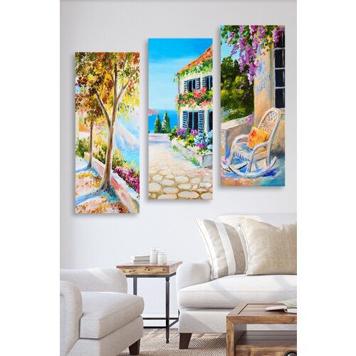 Wallity MDF0030 multicolor decorative mdf painting (3 pieces) Cene