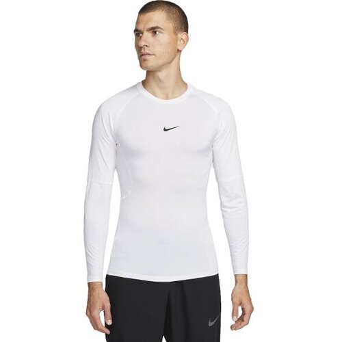 Nike Pro Dri-FIT Tight Fit LS Shirt, White/Black - M, (20764360) Cene