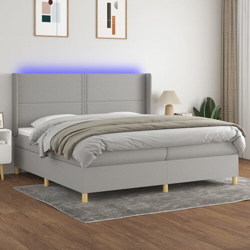  Krevet box spring s madracem LED svjetlosivi 200x200 cm tkanina Cene