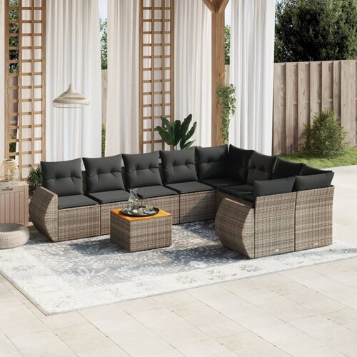 vidaXL 9-dijelni set vrtnih sofa od poliratana s jastucima sivi Cijene