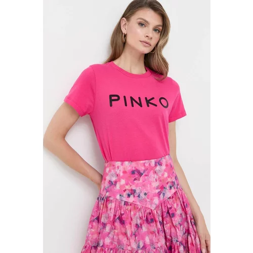 Pinko Bombažna kratka majica roza barva