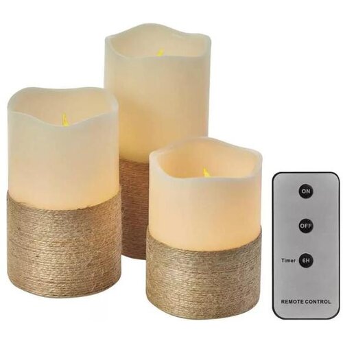 Emos LED dekoracija &amp;ndash; 3x vo&amp;scaron;čena svečka z vrvico, 3x 3x AAA, notranja, vintage, upravljalnik DCCV06 Slike