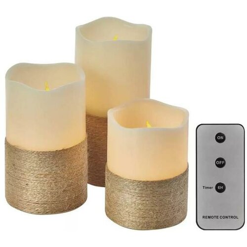 Emos led set dekorativnih voštanih sveća sa kanapom i daljinskim 10/12,5/15cm, 3x3x aaa vintage dccv06 ( 2882 ) Slike