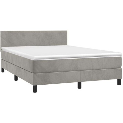 VidaXL Krevet s oprugama i madracem svjetlosivi 140x190 cm bar&amp;scaron;unasti Slike