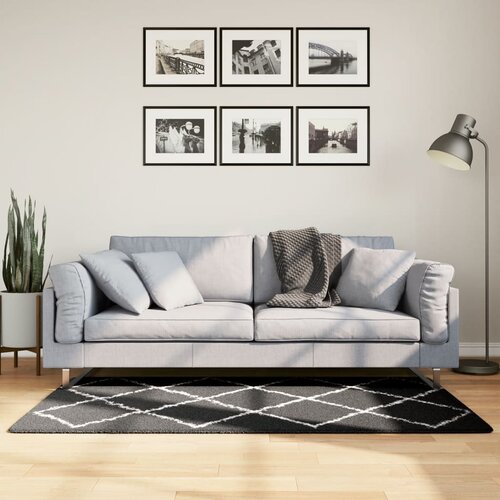 vidaXL Košata preproga moderna črna in krem 80x150 cm Cene