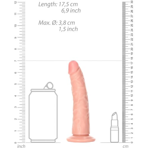 REALROCK Slim - lepljiv, realističen dildo - 15,5 cm (naravni) Slike