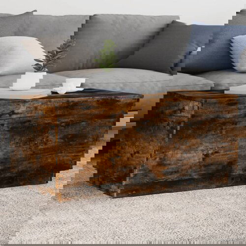 The Living Store Klubska mizica z LED lučkami dimljeni hrast 90x50x40 cm - Klubska Mizica, (21441894) Slike