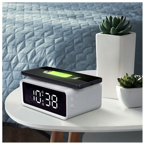 Solight CA07W - Digitalni sat sa Qi bežičnim punjačem 230V/CR2032 beli Slike