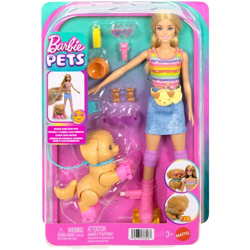 Mattel Barbie komplet za sprehajanje psov na rolerjih - plavolasa punčka - Slike