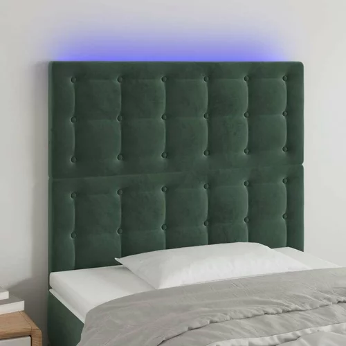  LED posteljno vzglavje temno zeleno 100x5x118/128 cm žamet, (20933744)
