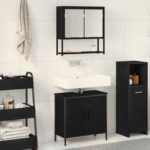  Set namještaja za kupaonicu Zidne 2 pcs Crna Konstruirano drvo Cene