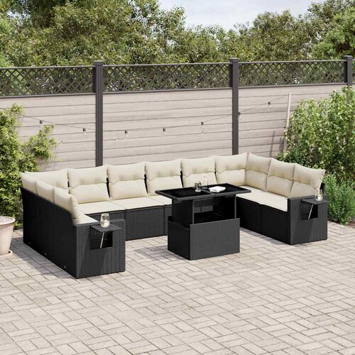  11-dijelni set vrtnih sofa od poliratana s jastucima crni Crna 100 x 55 x 73 cm Cene