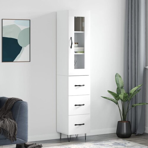 vidaXL Visoka omara bela 34,5x34x180 cm inženirski les Cene