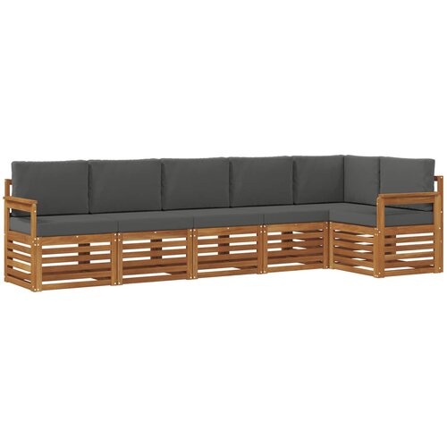  Set vanjskih sofa 6 kom. Prirodna i antracit Poliester Bijela 306 x 128,5 x 73 cm Slike
