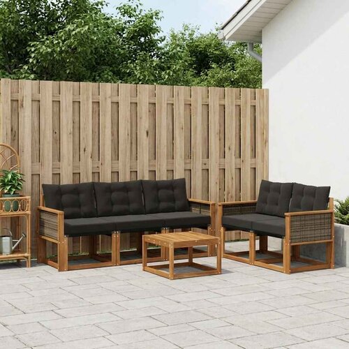  Set vanjskih sofa 6 kom. Prirodna i crna Cijene