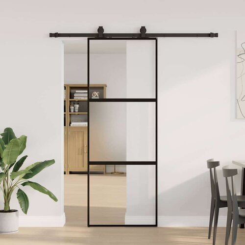  Drsna vrata z opremo črna 76x205 cm kaljeno steklo Cene