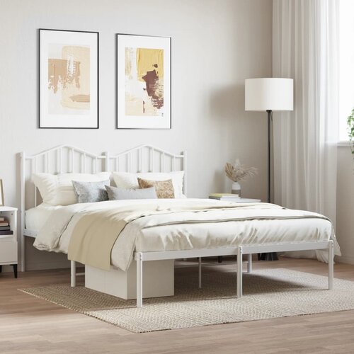 vidaXL Metalni okvir za krevet s uzglavljem bijeli 140 x 200 cm Cijene
