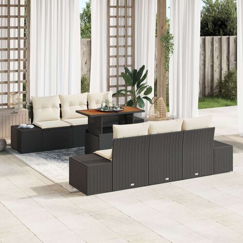  Set vrtnih sofa s jastučićima crni poli ratan Slike