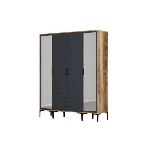 Hanah home kumsal rtr - walnut, anthracite walnutanthracite wardrobe Slike