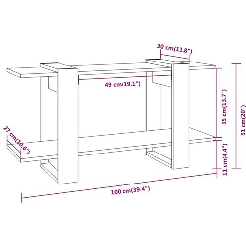  Knjižna omara betonsko siva 100x30x51 cm konstruiran les, (20705963) Slike