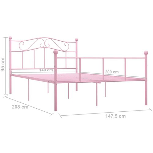 VidaXL Okvir za krevet ružičasti metalni 140 x 200 cm Slike