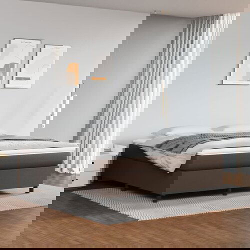 The Living Store Box spring postelja z vzmetnico rjava 180x200 cm umetno usnje - Box Spring Postelja, (21517980) Cene
