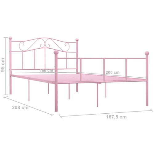  Okvir za krevet ružičasti metalni 160 x 200 cm Slike