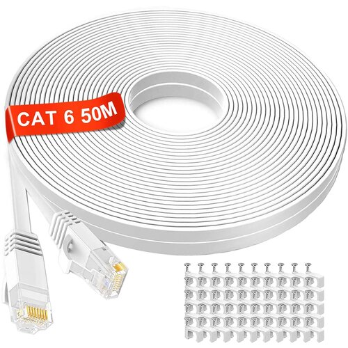 MEIPEK 50 m plo&scaron;čat ethernet kabel z 50 sponkami - RJ45, 250 mhz odprta embalaža Cene