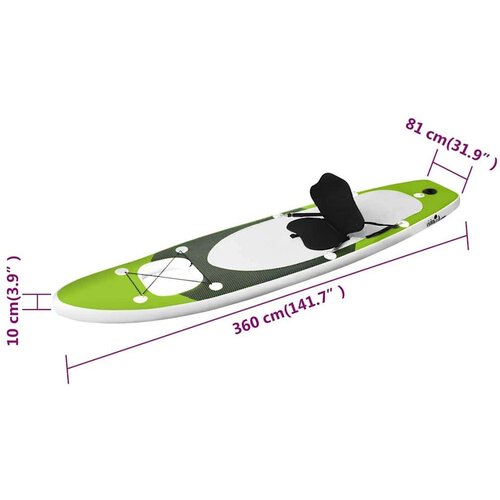 vidaXL Set daske za veslanje stojeći na napuhavanje zeleni 360x81x10cm Cijene