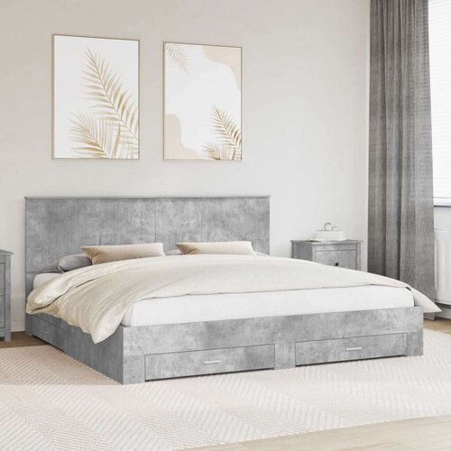  Konstrukcija postelje z vzglavjem Betonsko siva 200 x 200 cm, (5000103264) Cene