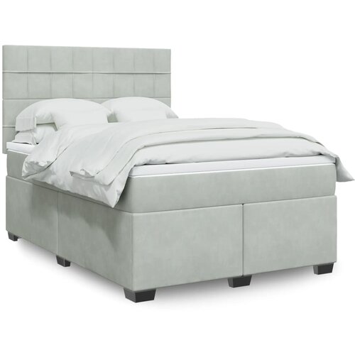 The Living Store Box spring postelja z vzmetnico svetlo siv 140x190 cm žamet - Box Spring Postelja, (21428130) Slike