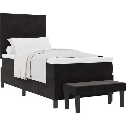  Box Spring postelja z vzmetnico in klopjo Črna 100x200 cm Velur Slike