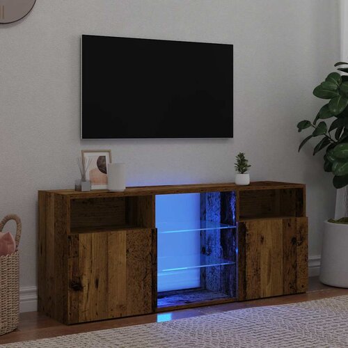 Furnova TV omarica z LED starinski les 120x30x50 cm inženirski les, (21923706) Cene