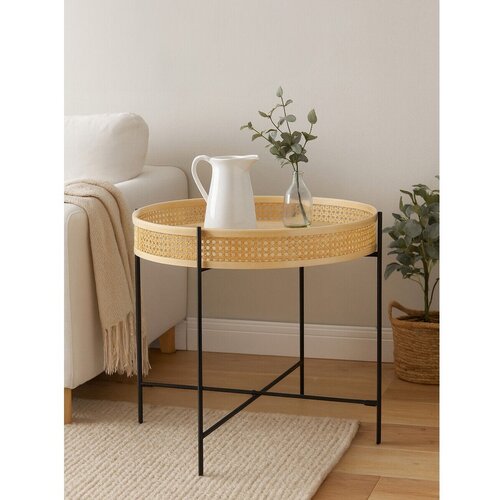 Premier Housewares Okrogla klubska mizica iz ratana v naravni barvi &amp;oslash; 60 cm Depok &amp;ndash; Slike