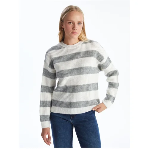 LC Waikiki Women's Crew Neck Color Block Knitwear Sweater