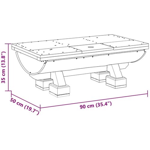VidaXL Stolić za kavu Prirodna 90 x 50 x 35 cm boja drva Slike