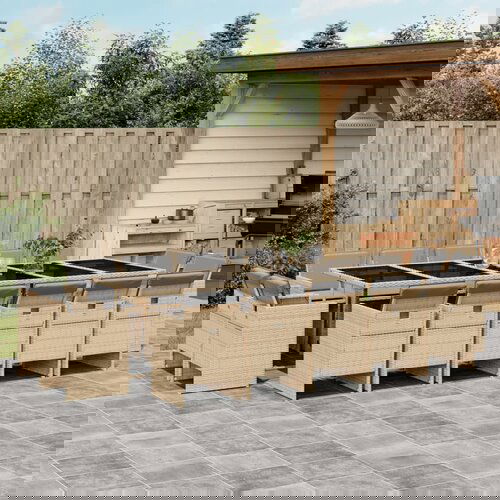 vidaXL 15-dijelni vrtni blagovaonski set od poliratana s jastucima bež Cijene