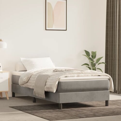 vidaXL Vzmetnica z žepkasto vzmetjo svetlo siva 90x200x20 cm žamet Cene