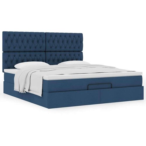 vidaXL Otomanski posteljni okvir z vzmetnico moder 160x200 cm blago Cene