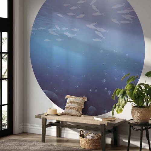  Okrugla fototapeta - Fish in the depths 140x140 Cene