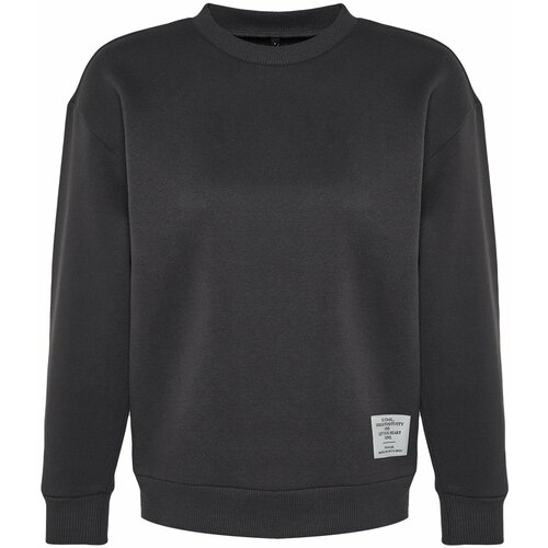 Trendyol Anthracite Thick Fleece Label Detail Regular/Normal Fit Knitted Sweatshirt Slike