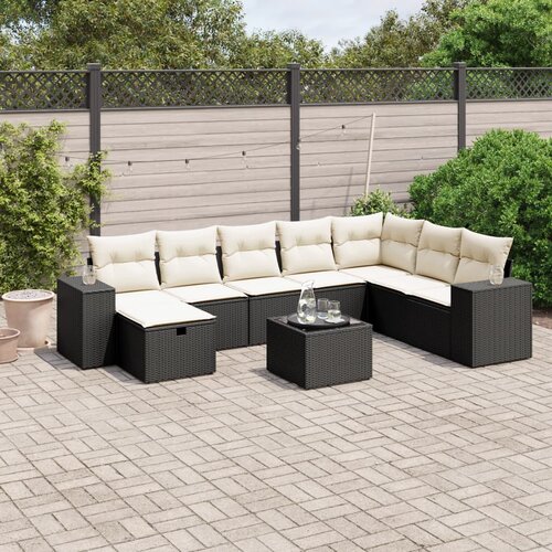 vidaXL 9-dijelni set vrtnih sofa s jastucima crni od poliratana Cijene
