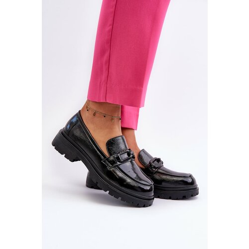 Kesi Women's patent leather loafers Black Imbleria Slike
