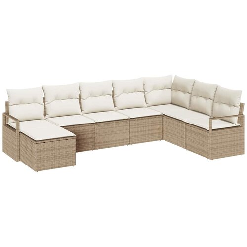 vidaXL Kavčna garnitura z blazino 8 pcs Bež poli ratan, (5000153439) Cene