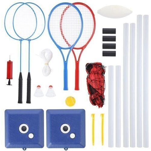 Nils Set with Net for Bedminton, Tennis and Volleyball Blue/Red/White Slike