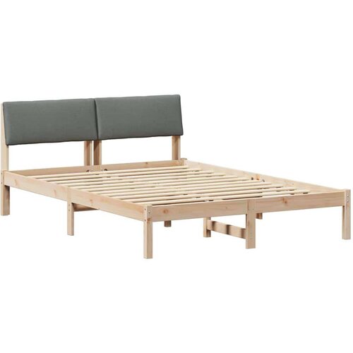 VidaXL Okvir kreveta smeđe i tamnosivo 140 x 190 cm Masivna borovina Slike
